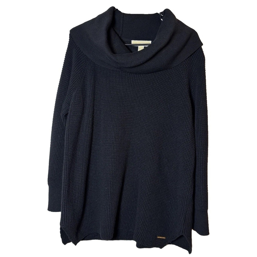 MICHAEL Michael Kors Womens XL Black Cowl Neck Knit Sweater Ctn Blend Pullover